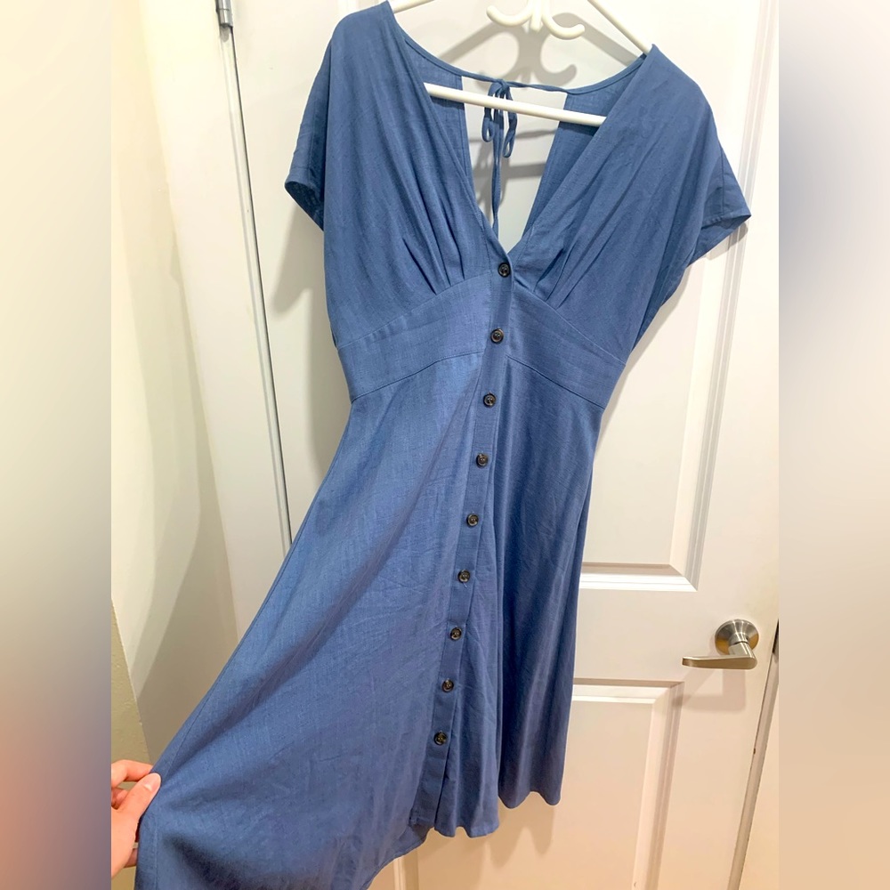 C’est Moi blue, button up dress.